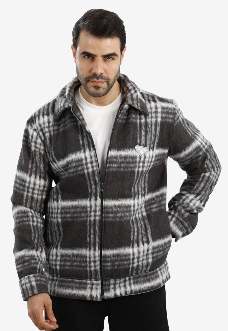 WHITE RABBIT Men’s Plaid Wool Blend Zip Jacket - Image 1